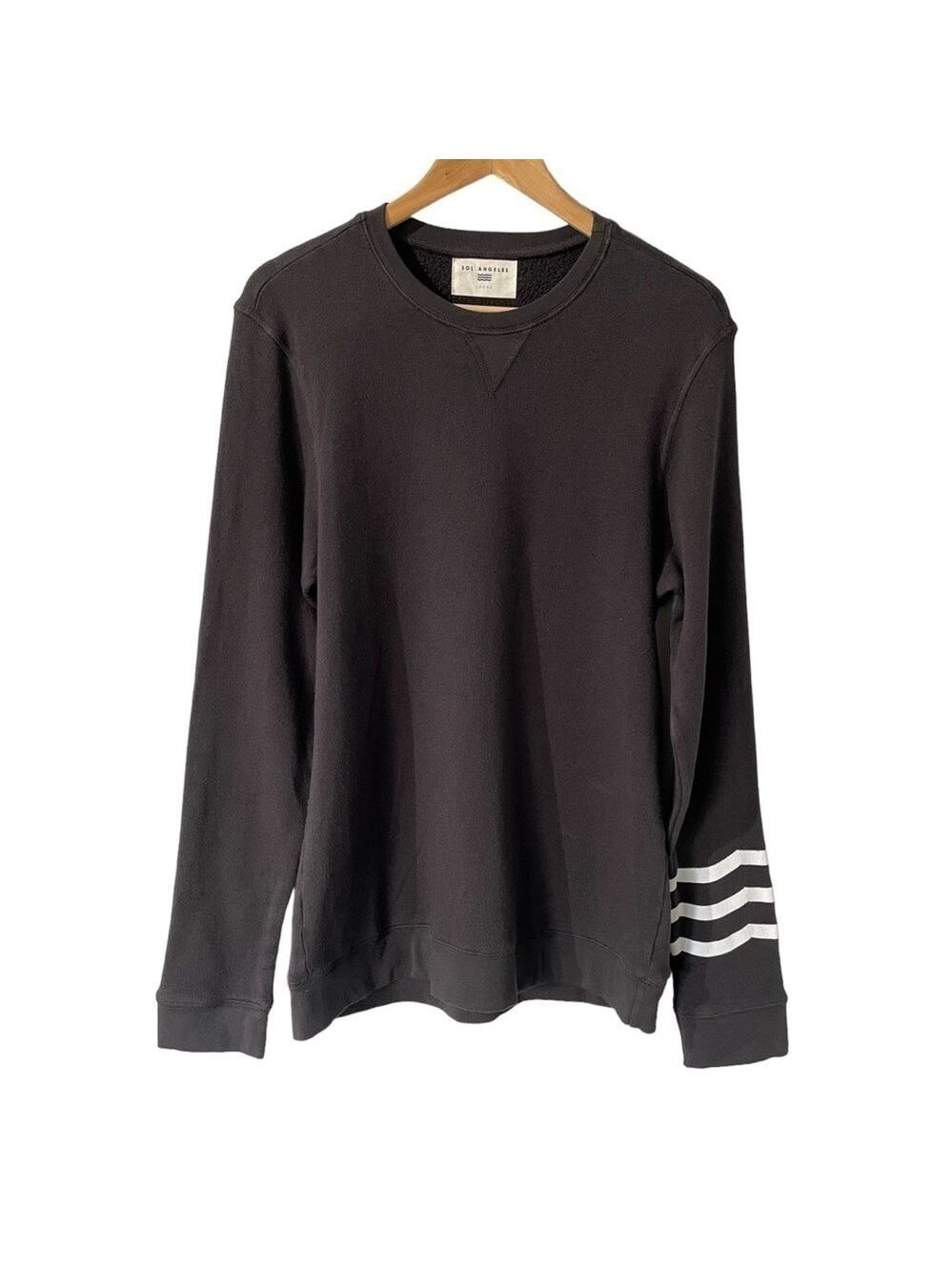 Sol Angeles Coastal Waves Pullover Womens L Black Modal Sweatshirt VGUC